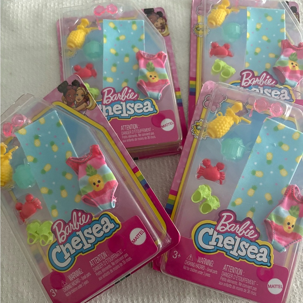NEW Barbie Chelsea Accessory Pack Beach Themed Accessories for Small Doll 4 PACK